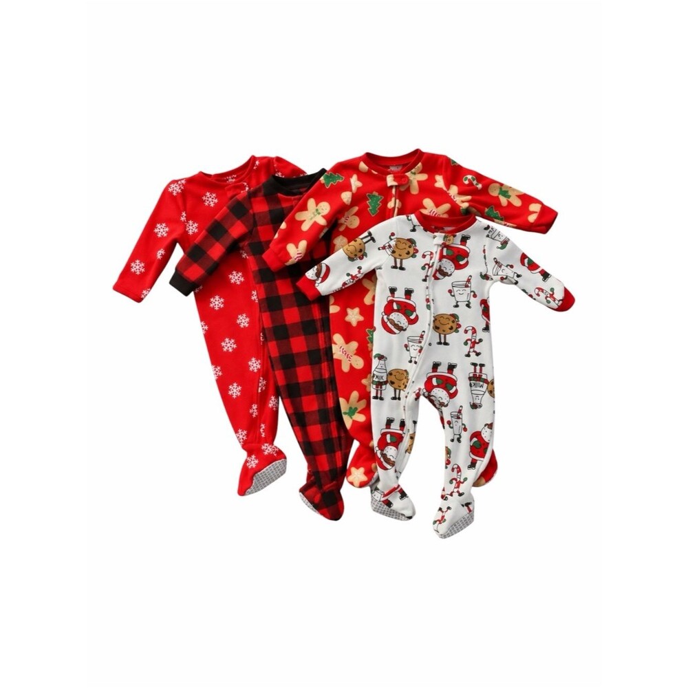 Carter’s Baby 18M Christmas Footed Pajamas Lot 4 Red Holiday Sleepers Cozy